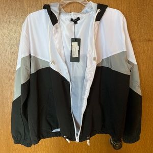 NEW Black, Grey and White Hooded Windbreaker